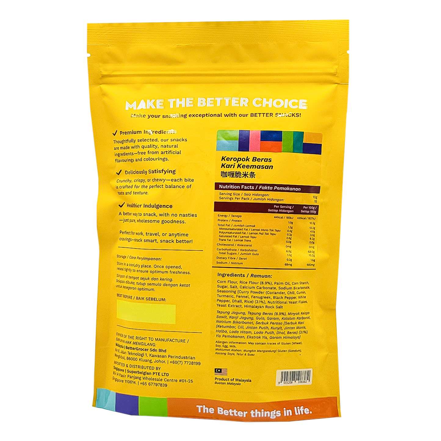 Better Gourmet Better Snacks Golden Curry Penne Cracker 150g