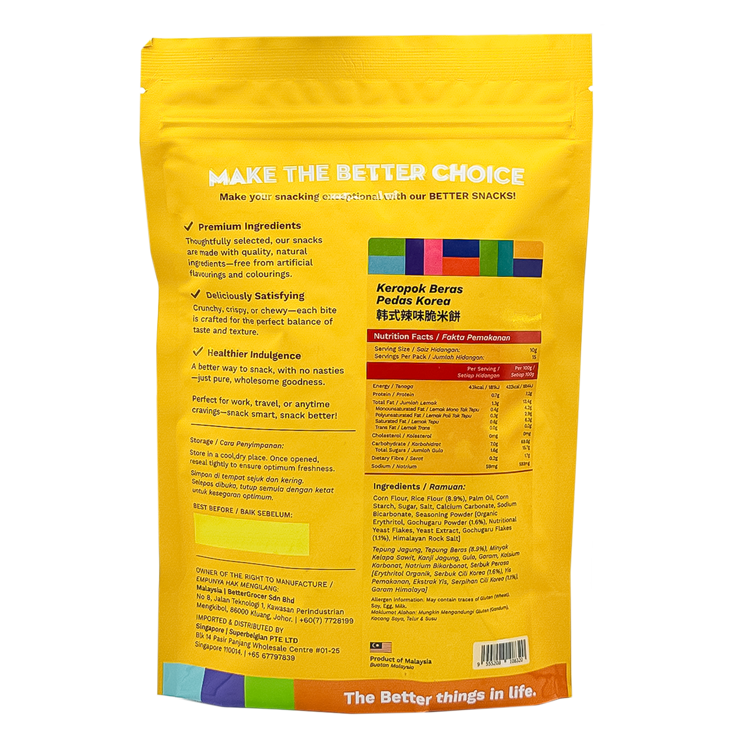 Better Gourmet Better Snacks Korean Spicy Rice Crisps 150g