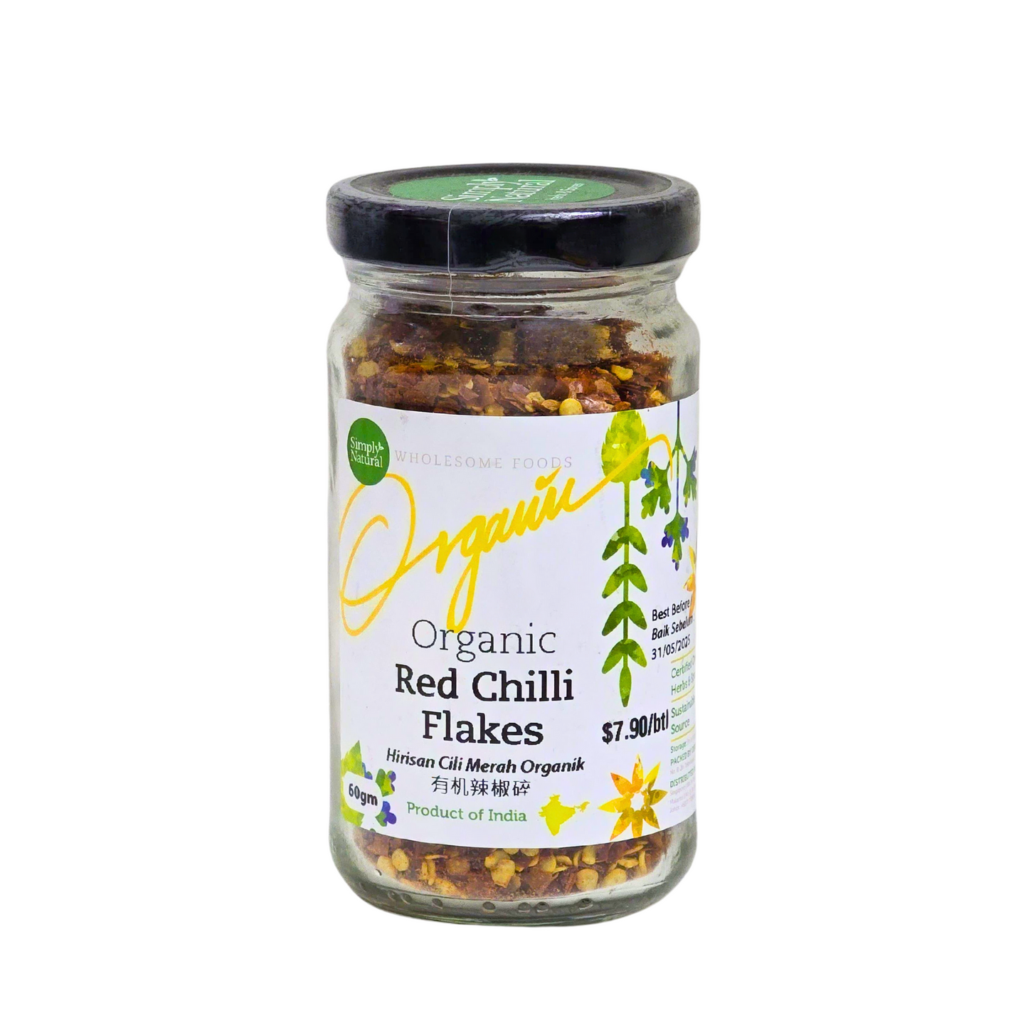 Simply Natural Organic Red Chilli Flakes 60g