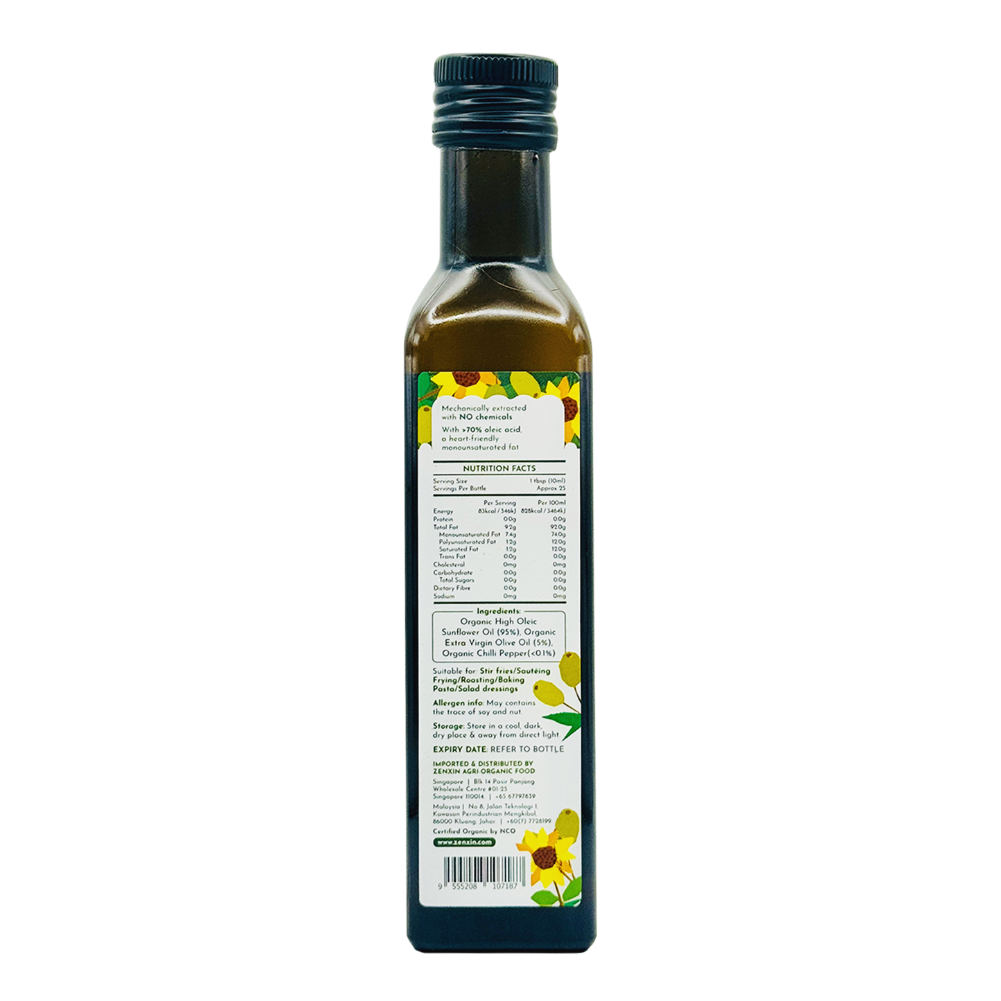Simply Natural Cold Pressed Organic High Oleic Sunflower & Olive Oli 250ml Italy