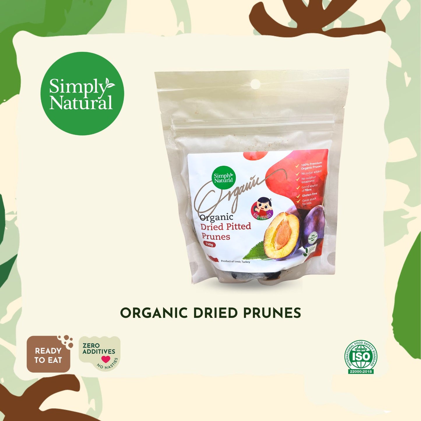 Simply Natural Organic Dried Pitted Prunes 150g