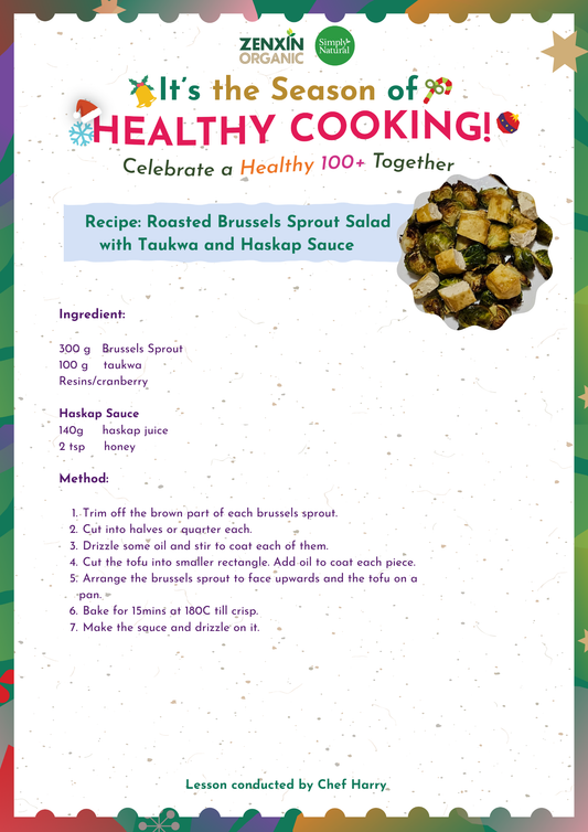 Organic Roasted Brussels Sprout Salad with Taukwa and Haskap Sauce