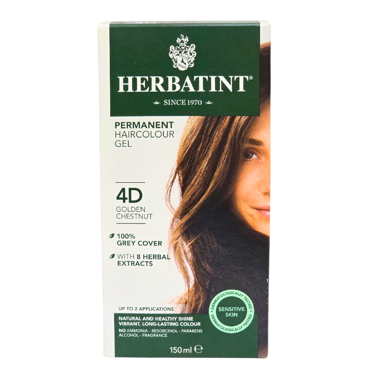 Herbatint Permanent Haircolor Gel, 4D Golden Chestnut 150ml Italy