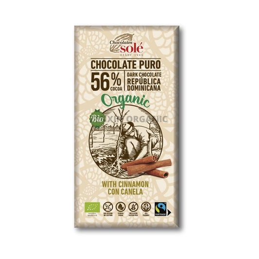 Solé Organic Dark Chocolate 56% Cinnamon 100g