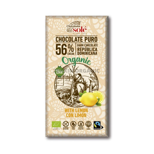 Solé Organic Dark Chocolate 56%, Lemon 100g