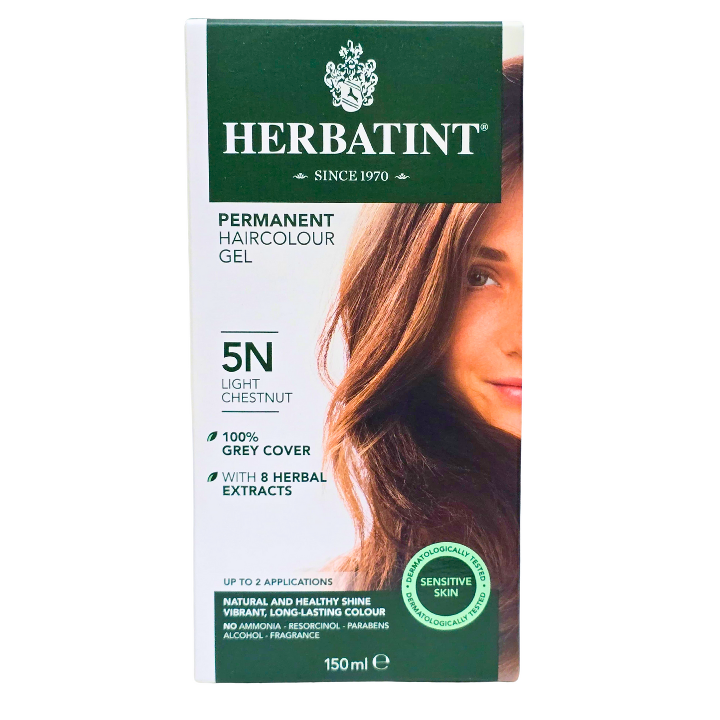 Herbatint Permanent Haircolor Gel, 5N Light Chestnut 150ml Italy