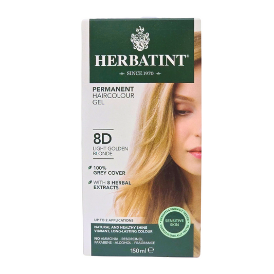 Herbatint Permanent Haircolor Gel, 8D Light Golden Blonde 150ml Italy