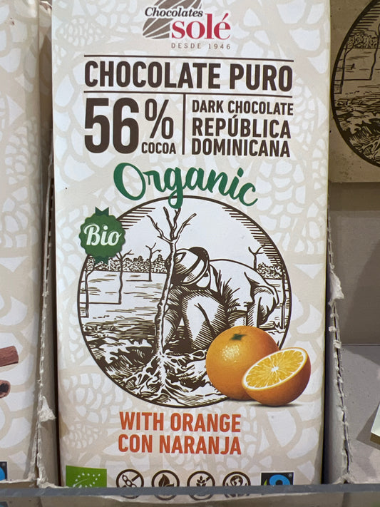 Solé Zero Sugar Chocolate Stevia W Orange 100g 56%