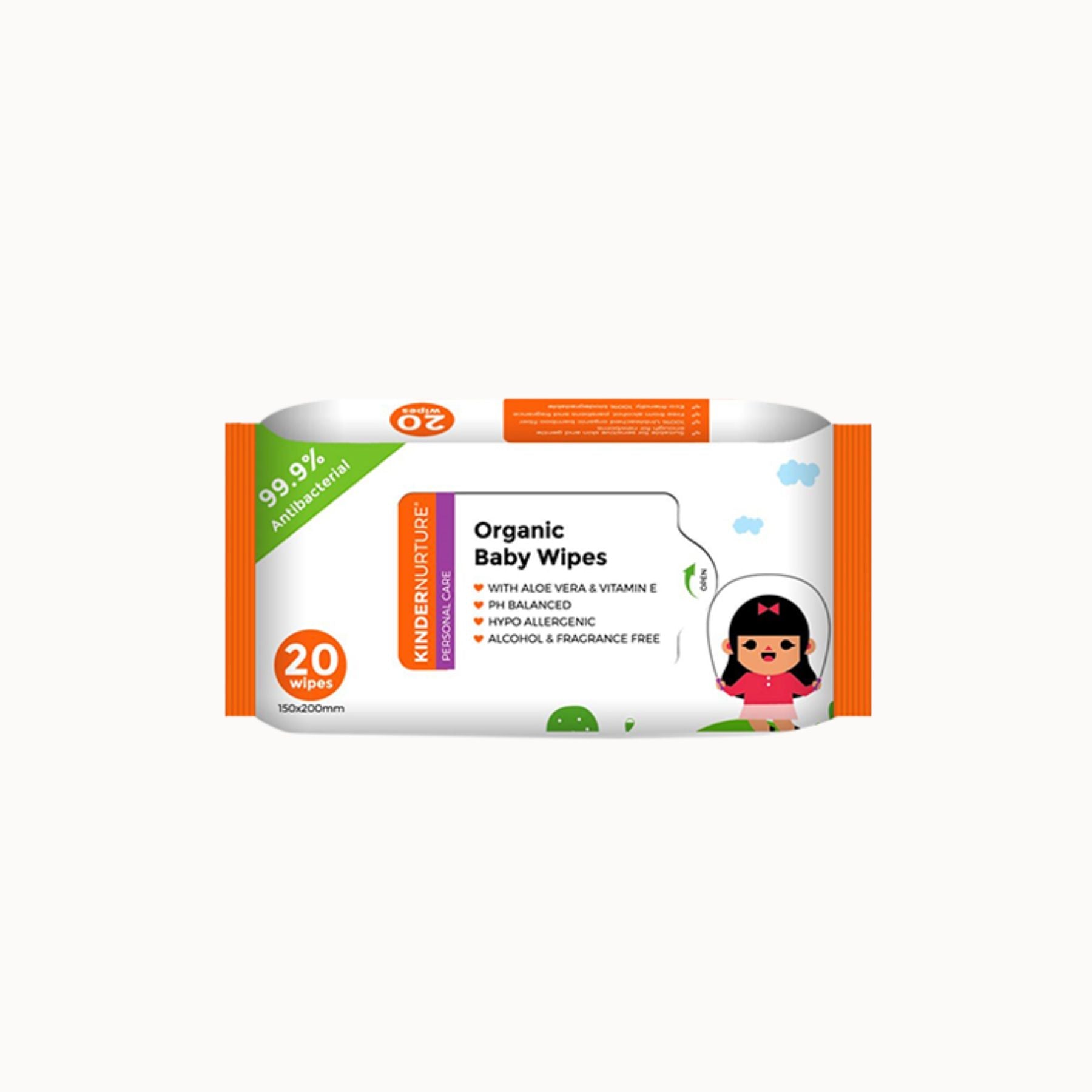 KinderNurture Organic Baby Wipes, 20 wipes