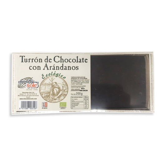 Solé Turrón Organic Chocolate Nougat 30% Cranberries 200g