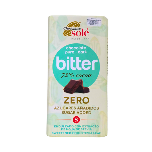 Solé Zero Sugar Chocolate Stevia (bitter) 100g