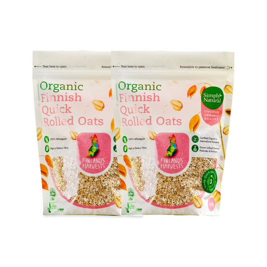 Organic Finnish Quick Rolled Oats Value Pack (500g x 2)