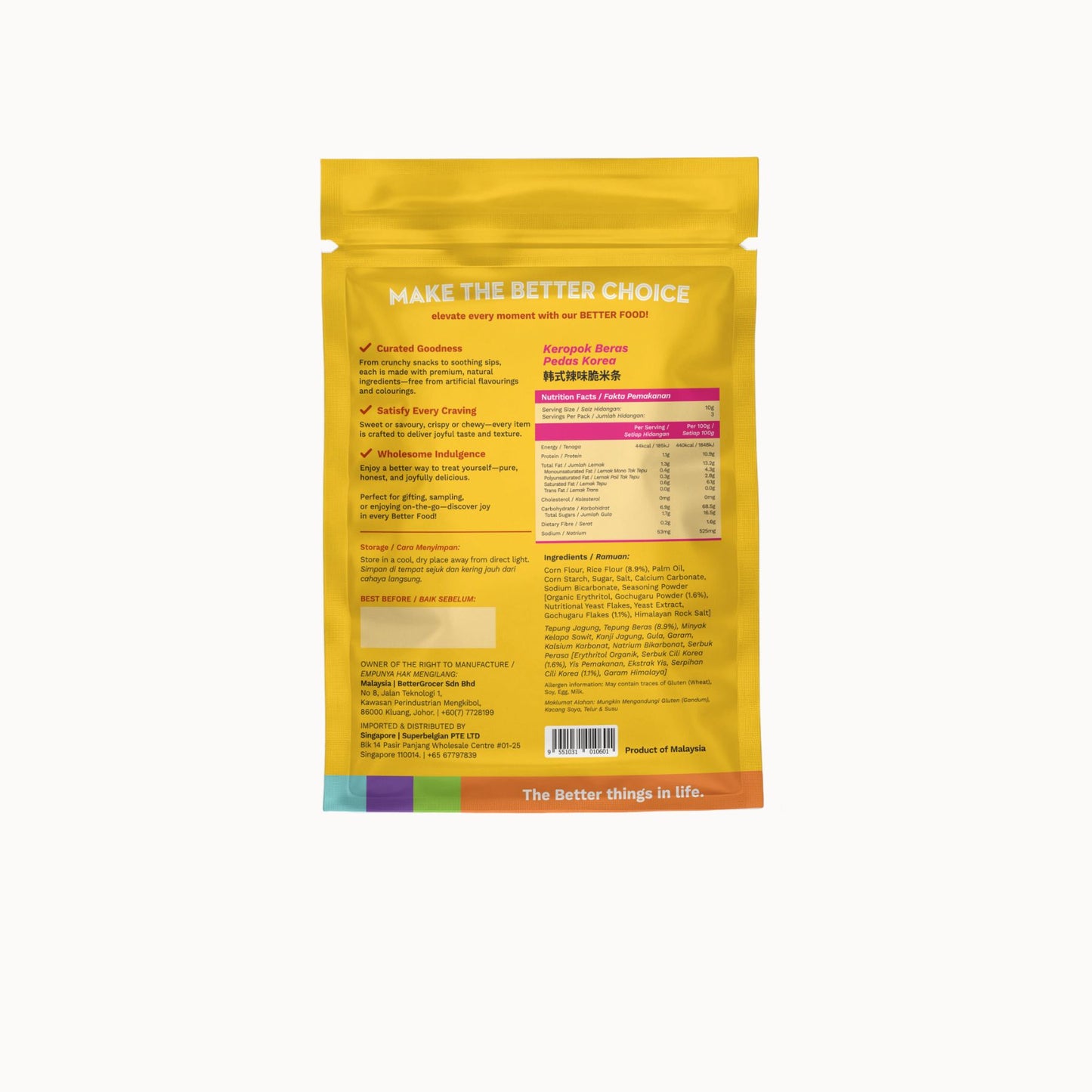 Better Gourmet Korean Spicy Penne Cracker 30g