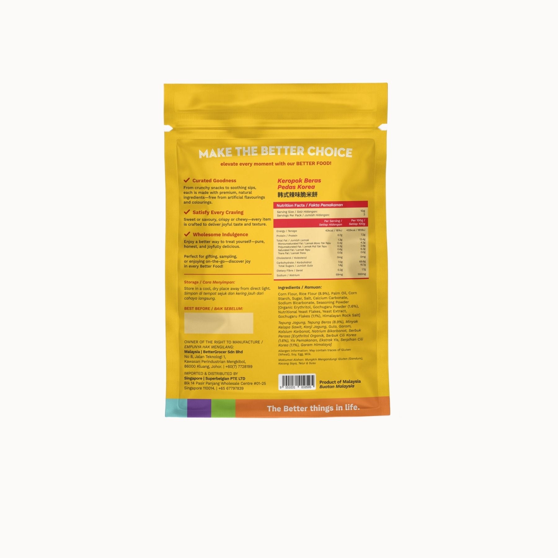 Better Gourmet Korean Spicy Rice Crisps 30g
