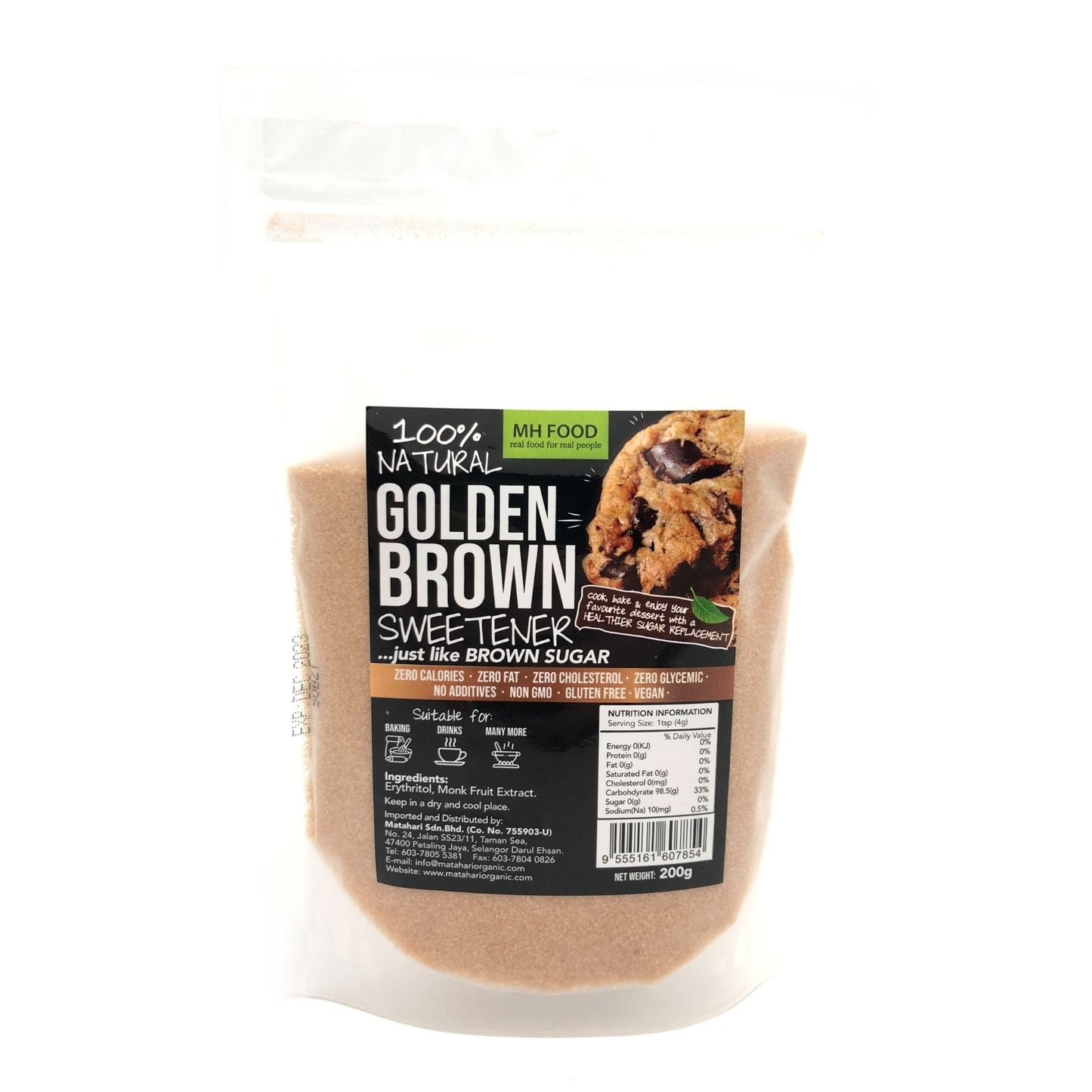 MH FOOD 100% Natural Golden Brown Sweetener 200g Malaysia