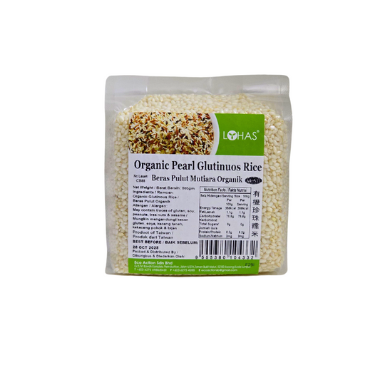 Lohas Organic Pearl Glutinous White Rice 500g