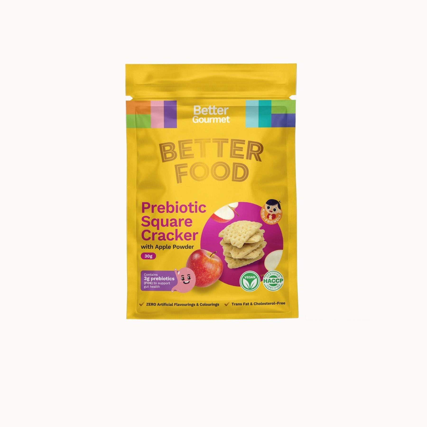 Better Gourmet Prebiotics Square Cracker w Apple Powder  EA 30g