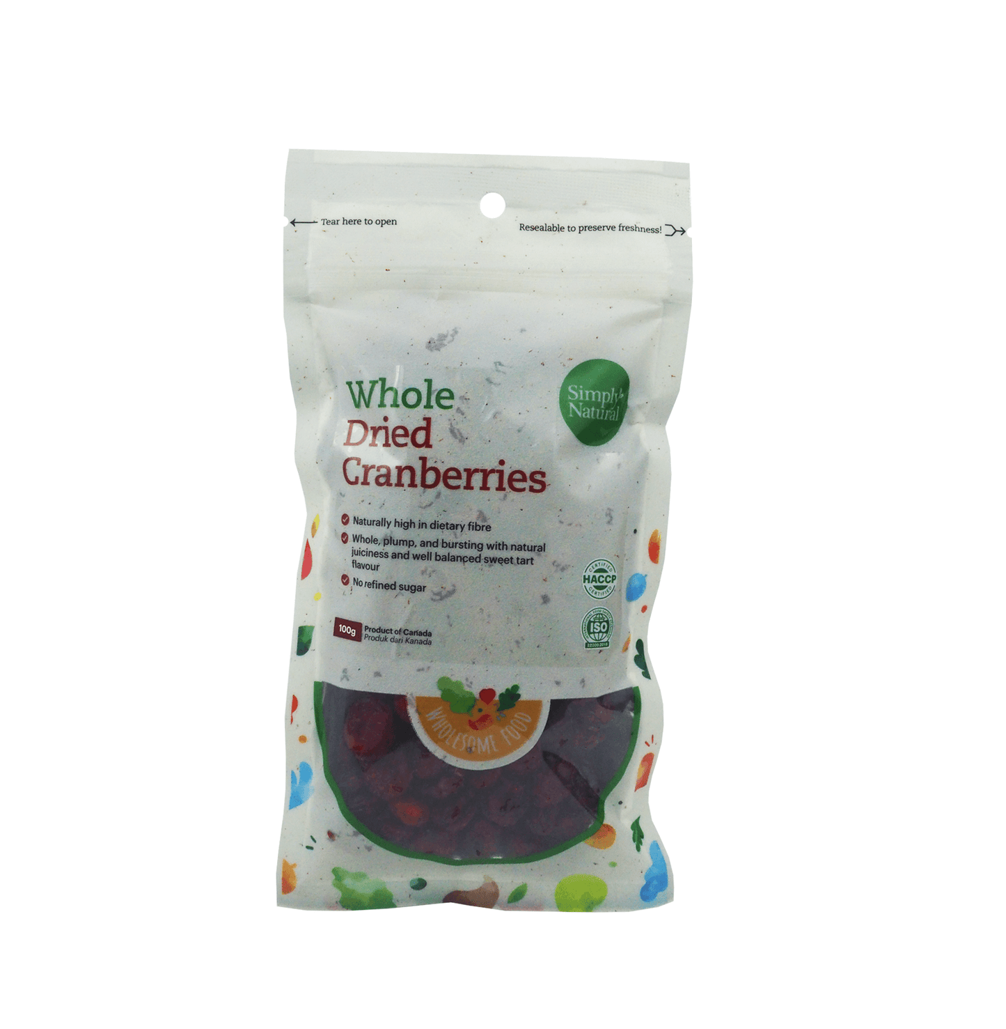 Simply Natural Whole Dried Cranberries 100g