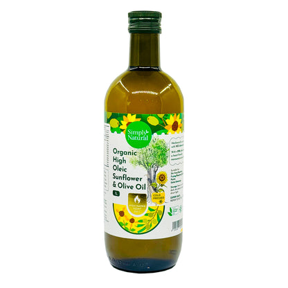 Simply Natural Cold Pressed Organic High Oleic Sunflower & Olive Oli 1L Italy