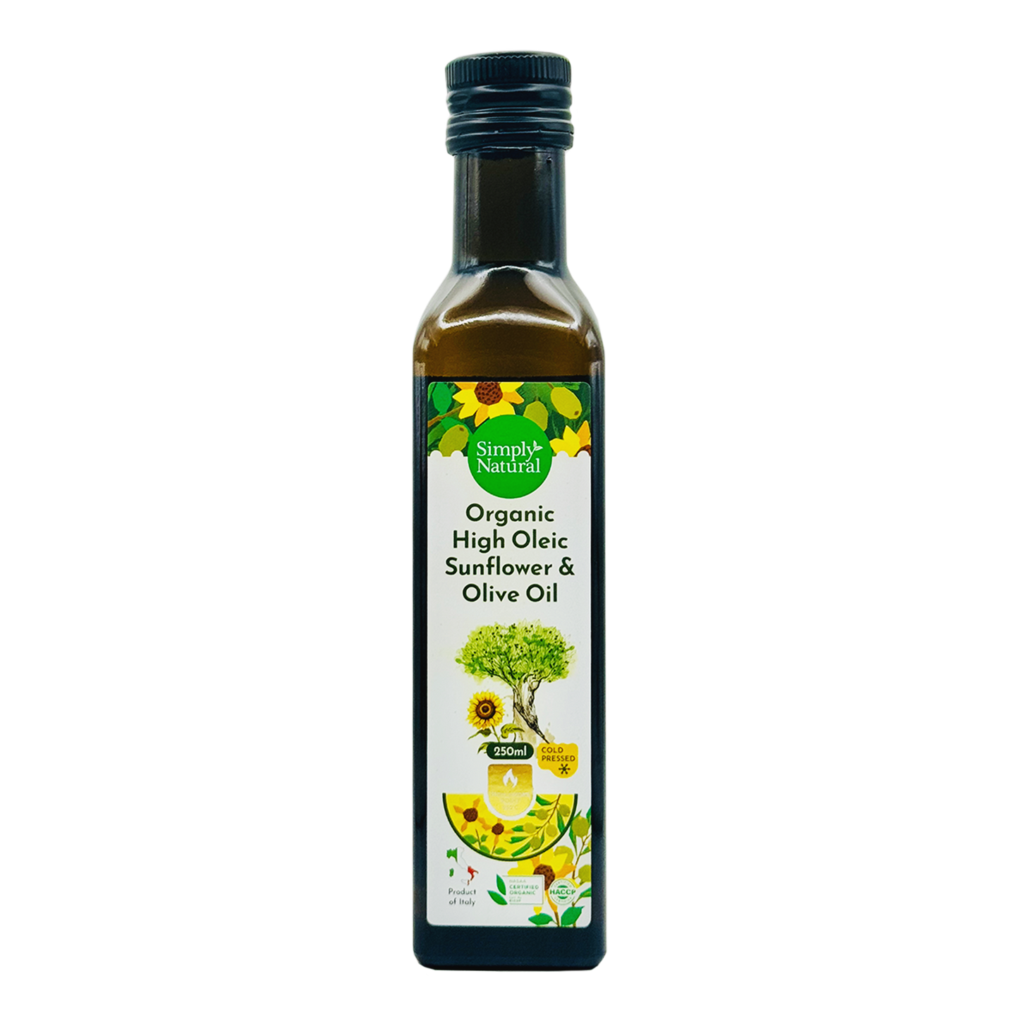 Simply Natural Cold Pressed Organic High Oleic Sunflower & Olive Oli 250ml Italy