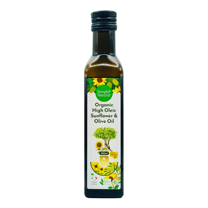 Simply Natural Cold Pressed Organic High Oleic Sunflower & Olive Oli 250ml Italy