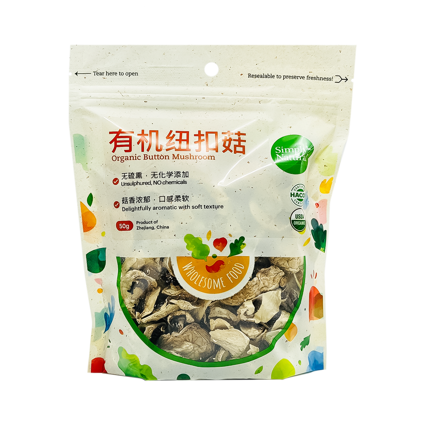 Simply Natural Organic Button Mushroom 50g