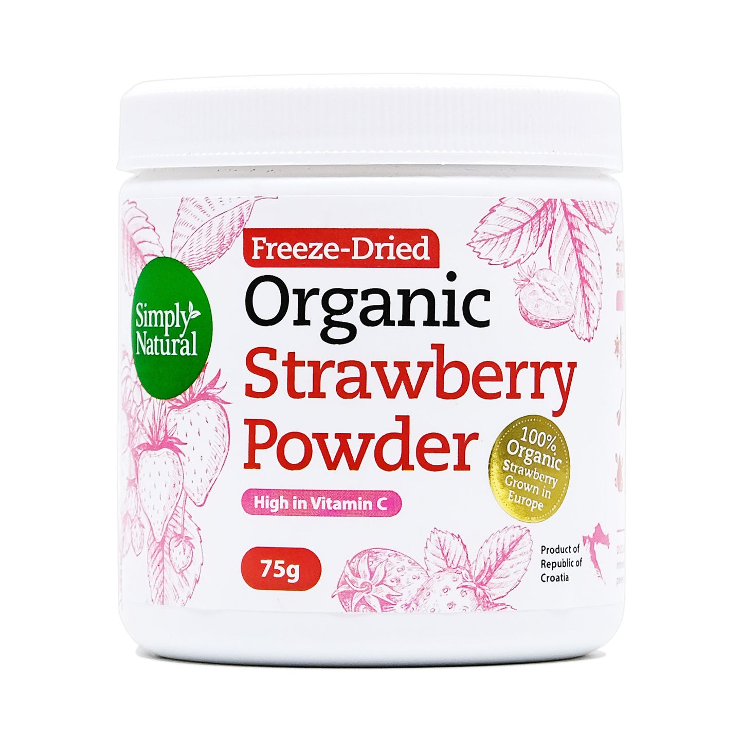 Simply Natural Organic Freeze-Dried Strawberry Powder 75g