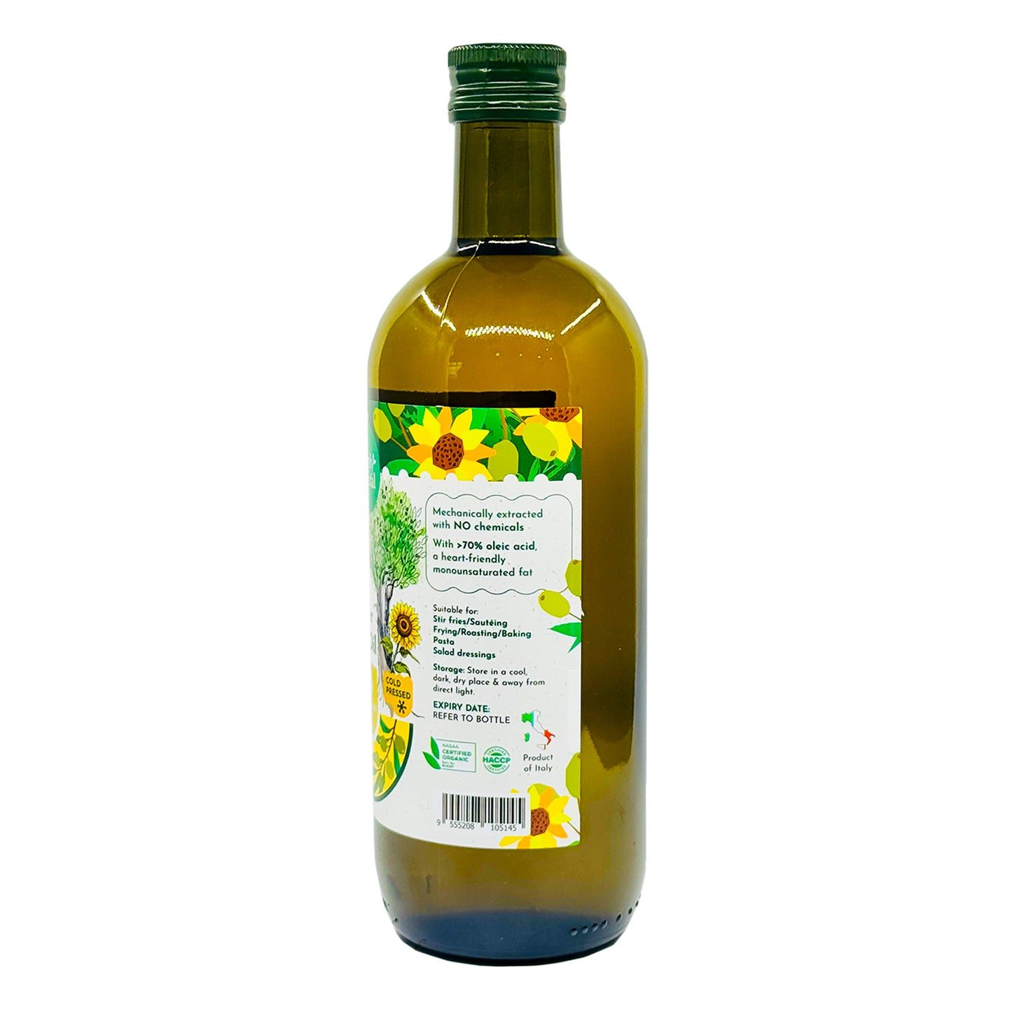 Simply Natural Cold Pressed Organic High Oleic Sunflower & Olive Oli 1L Italy