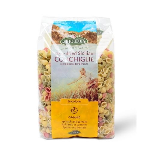 La Bio Idea Organic Slow Dried Sicilian Conchiglie - Spinach &amp; Tomato 500g Italy