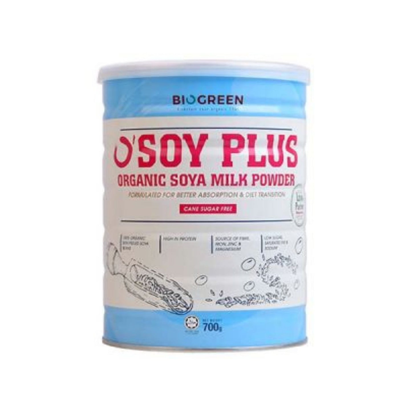 BioGreen O'SOY PLUS Soya Milk Powder 700g USA