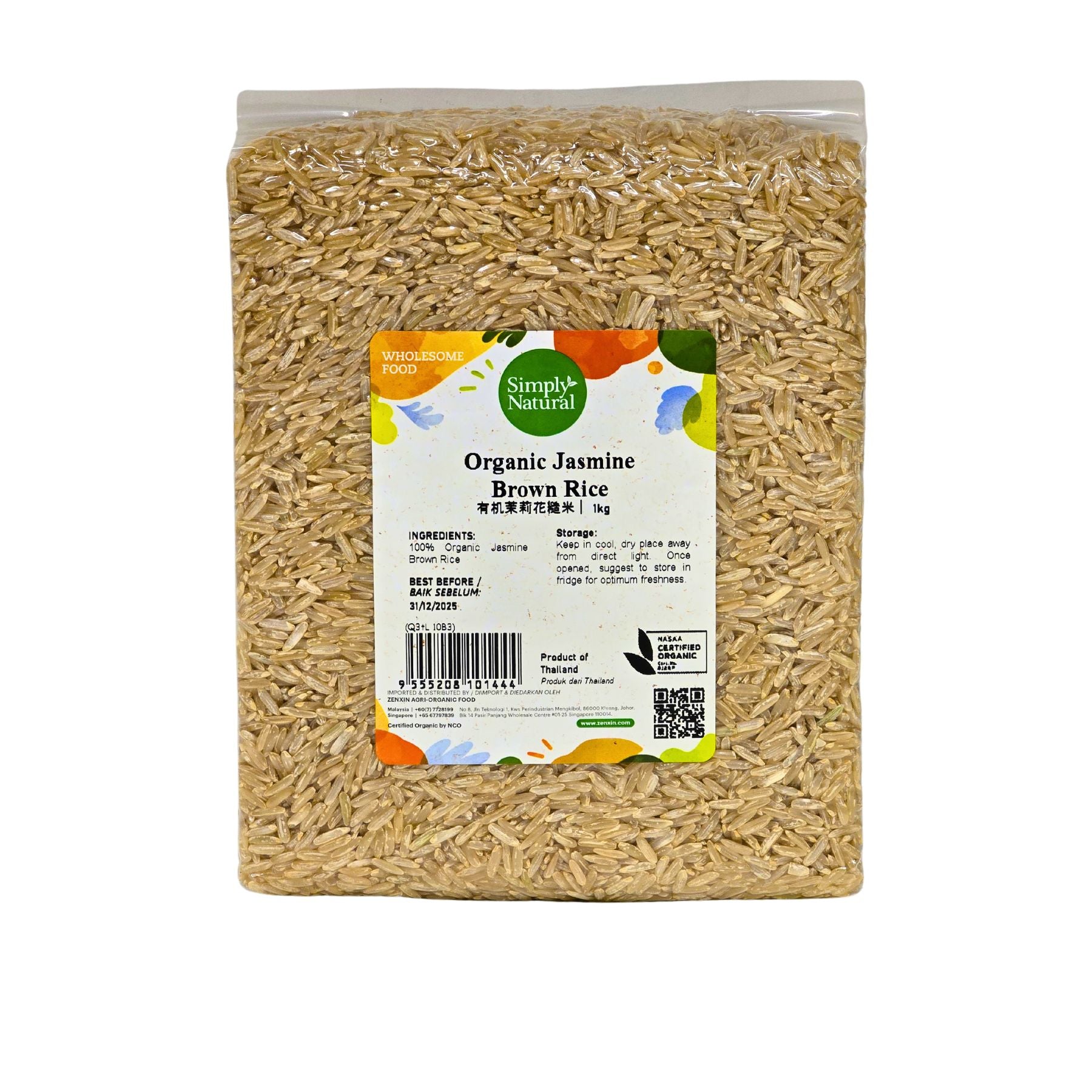 Simply So Rice Simply Natural Organic Jasmine Brown Rice 1kg – ZENXIN ORGANIC