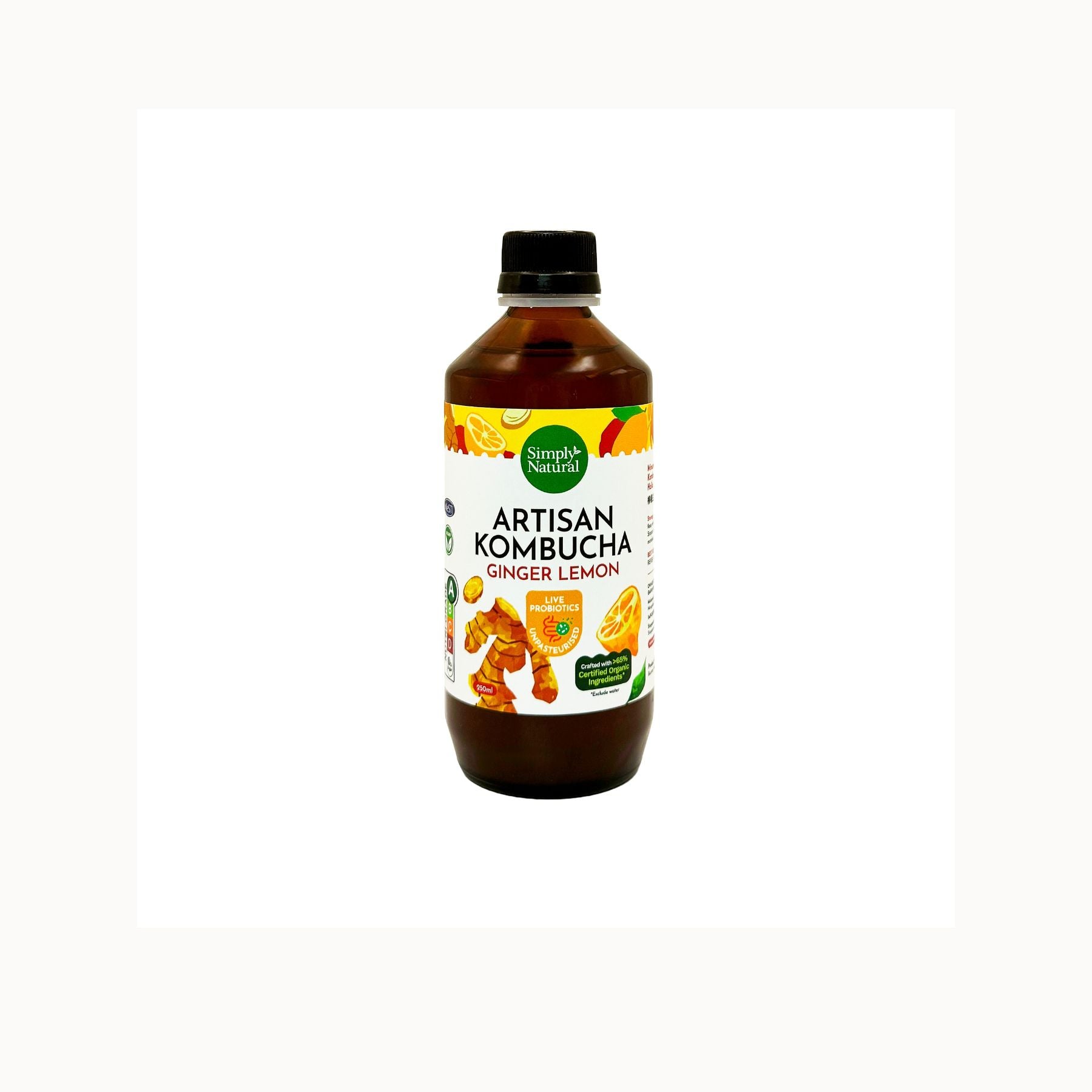 Simply Natural Ginger Lemon Kombucha EA 250ml