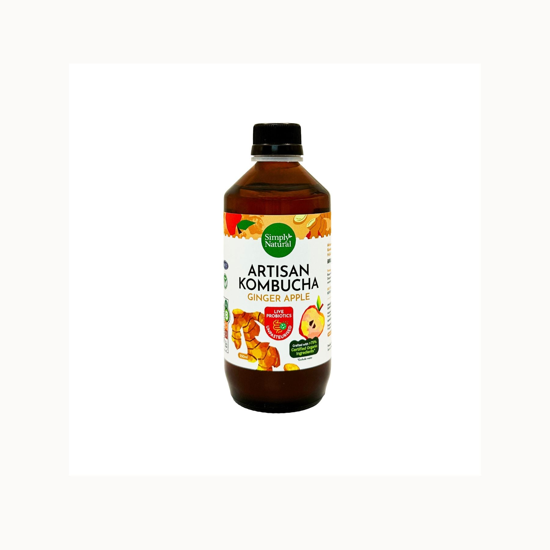 Simply Natural Ginger Apple Kombucha EA 250ml