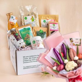 Mom's Dearest Energy Boosting Gift Set + Organic Pink of Health Veggie Bouquet (Preorder)