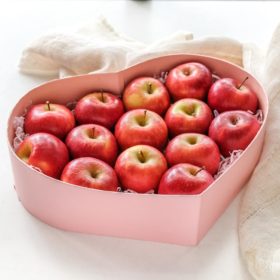 Organic Dazzle Apples in Heart Shaped Box